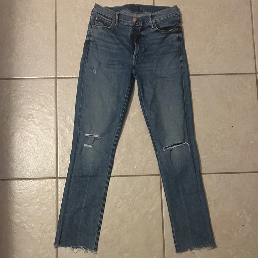 MOTHER Straight Leg Blue Jeans